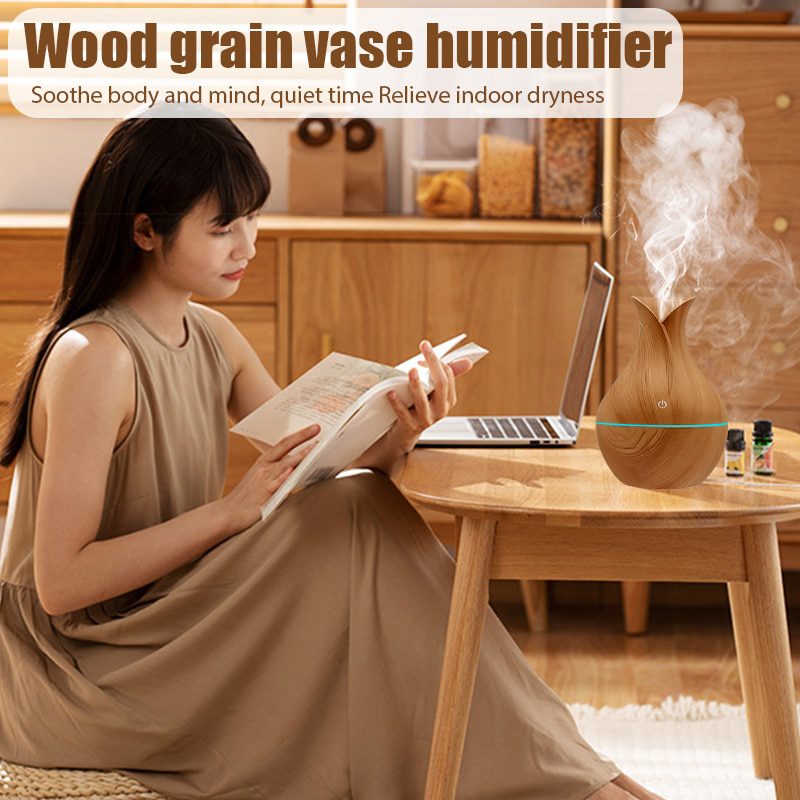 Ultrasonic Wood Grain Aromatherapy Essential Oil Diffuser and Air Humidifier 