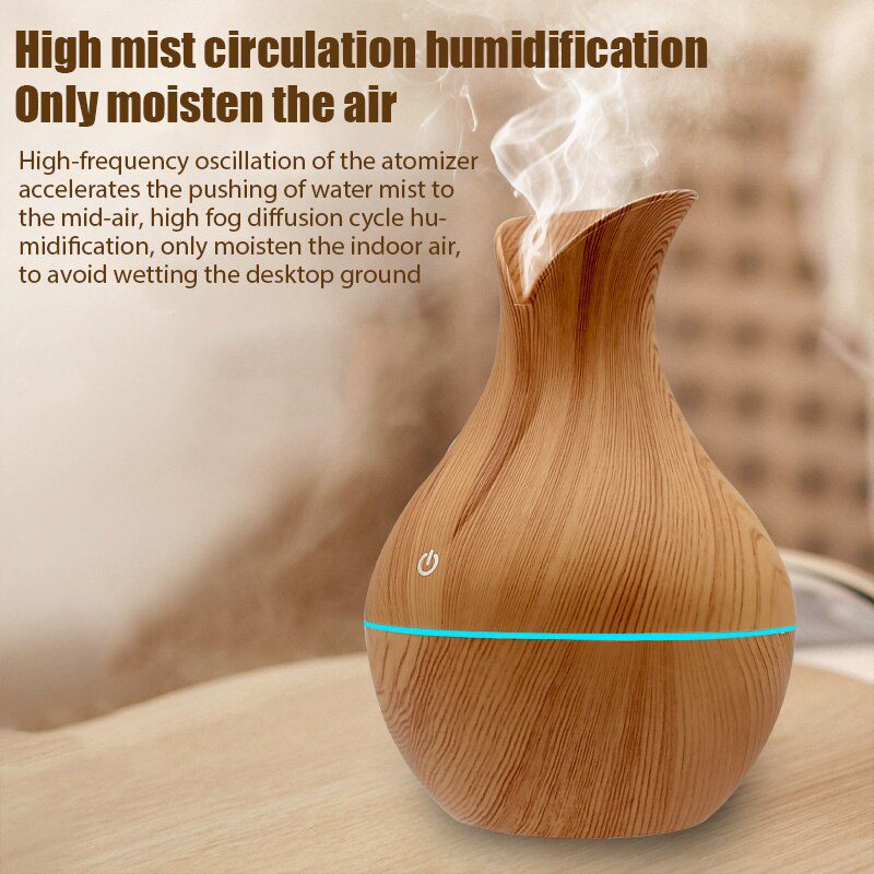 130ml Ultrasonic Wood Grain Aromatherapy Essential Oil Diffuser and Air Humidifier 