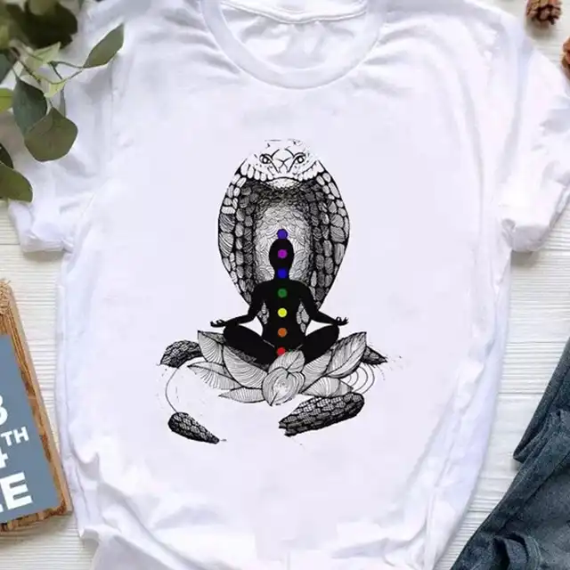 Women's Kundalini Snake Arising Chakra Yoga Meditation Graphic Tee Shirt